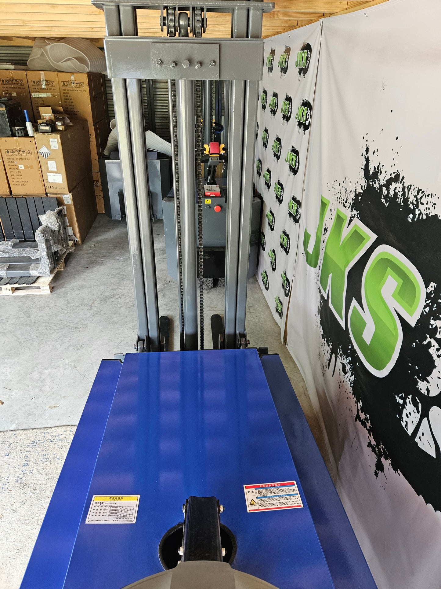 JKS All-Terrain E15 Stand Up Forklift "Big Blue"